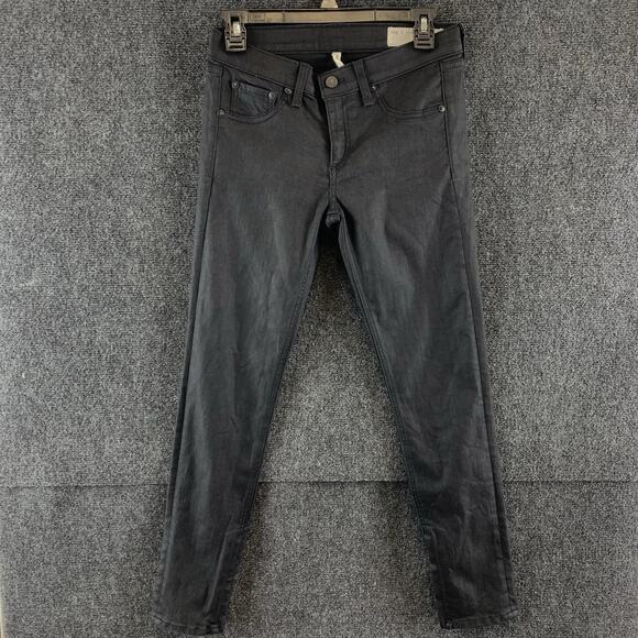 Rag & Bone Women’s Skinny Jeans Zipper Capri Moto Black Size 26 - Picture 2 of 16